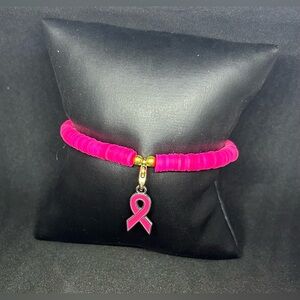 Pink Ribbon (Awareness) Heishi Charm Bracelet